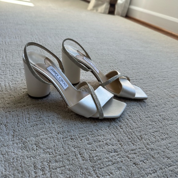 Jimmy Choo Bridal Plum Satin & Glitter Heels - Picture 3 of 11
